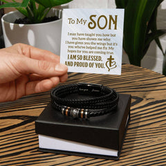 To My Son - Mens Leather Bracelet